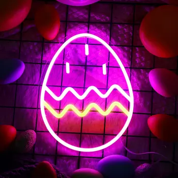 Неоновая вывеска в виде пасхального яйца с питанием от USB для декора детской комнаты, светодиодная неоновая подсветка с регулируемой яркостью для подарочной стены для вечеринки