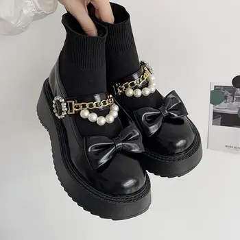 Новая Модная Женская обувь 2022 года; Повседневная Кожаная Обувь На платформе С Круглым носком из Эластичной ткани Ytmtloy На Квадратном Каблуке; Botines De Mujer