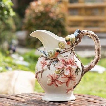Новая китайская керамическая ваза для цветов и птиц, ваза для украшения гостиной, ваза для цветов в столовой, гидропонные предметы декора для дома