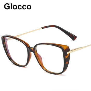 Новая модная Большая квадратная оправа для очков, женские прозрачные линзы, Леопардовые очки, оптические оправы для близорукости, Стильные очки