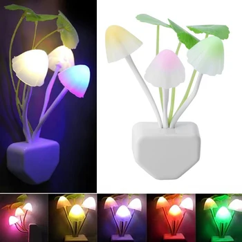 Новинка Night Light US Plug Индукционная Лампа Dream Mushroom Fungus Luminaria 220V 3 LED Грибная Лампа led night lights 7 цветов