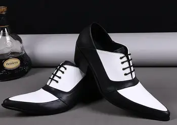 Новоанглийская черно-белая обувь из воловьей кожи в тон на высоком каблуке с острым носком, деловая повседневная свадебная обувь для парикмахера