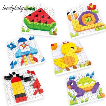 Новые детские творческие развивающие игрушки, строительные блоки-головоломки с геометрическими плоскостями, Мозаичная доска, строительные блоки из мультяшных частиц