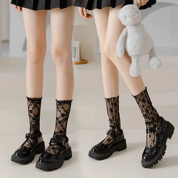 Новые женские прозрачные тонкие милые носки в стиле Лолиты, японские женские весенне-летние кавайные шелковые кружевные носки для женщин, прямая поставка