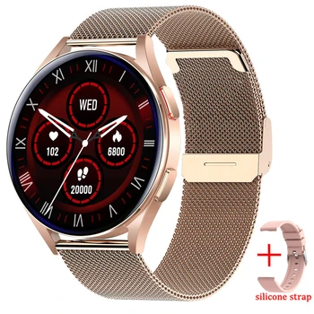 Новые женские умные часы AMOLED Full Touch Bluetooth Call Smart Watch IP67 Водонепроницаемые для фитнеса с мониторингом артериального давления и кислорода