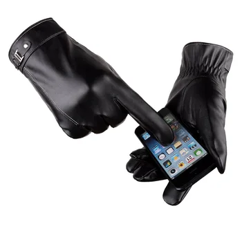 Новые стильные мужские осенне-зимние перчатки с сенсорным экраном из искусственной кожи для верховой езды, занятий спортом на открытом воздухе и отдыха, толстые хлопчатобумажные перчатки