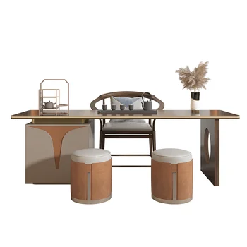 Новый набор столов и стульев в китайском стиле Современный Простой Домашний стол для приготовления чая Встроенный Чайный столик для чайной комнаты