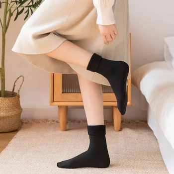 Обновленные носки-трубочки Осенние и зимние кашемировые зимние носки в вертикальную полоску для мужчин и женщин Плюс бархатные толстые теплые носки для пола