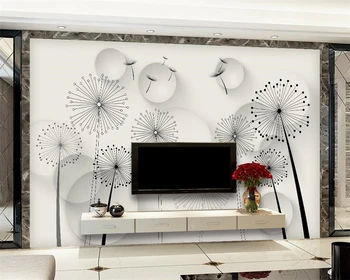 Обои на заказ Beibehang современный минималистичный абстрактный одуванчик телевизор диван фон стены гостиная спальня фреска 3D обои