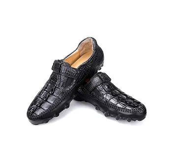 Обувь из крокодиловой кожи мужская повседневная обувь из натуральной кожи с круглым носком в виде осьминога в горошек мужская ручной работы
