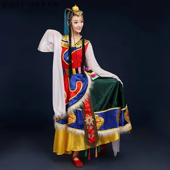 Оптовая продажа тибетского платья, китайских народных танцевальных костюмов, одежды для сценических танцев, китайских танцевальных костюмов для выступлений FF1282