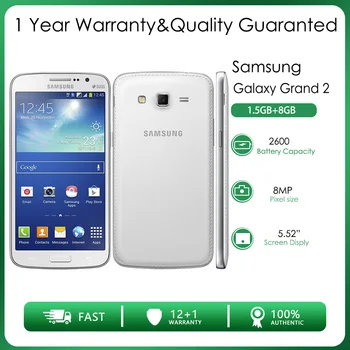 Оригинальный Разблокированный Samsung Galaxy Grand 2 G7102 4G четырехъядерный 2 Sim-карты 1,5 ГБ ОЗУ 8 ГБ ПЗУ 8MP 5,25 