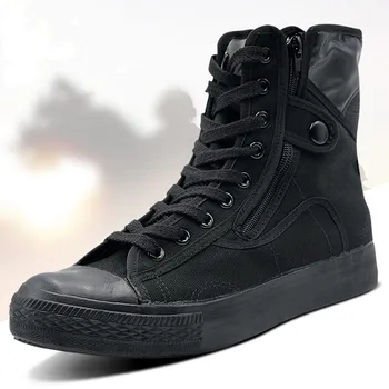 Осенняя тренировочная обувь, черная защита труда, Противоскользящие Износостойкие походные ботинки, высокие охотничьи боевые грузовые кроссовки на открытом воздухе