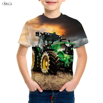 От 4 до 13 лет Новая детская футболка с рисунком трактора, аниме, футболка с 3D принтом для мальчиков и девочек, подростковый костюм для дочери, топы, прямая доставка