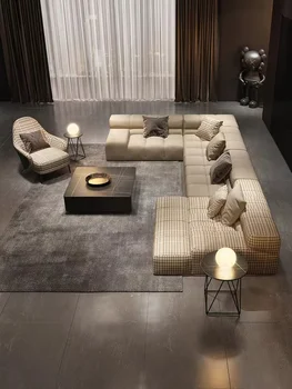 Первоклассный частный тканевый диван класса люкс в скандинавском стиле, изготовленный на заказ, Современный простой итальянский минималистичный диван для гостиной большого размера