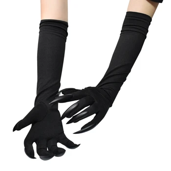 Перчатки для косплея, рукава с длинными ногтями, эластичные рукава с когтями, варежки для Хэллоуина, нарукавники длиной до локтя, перчатки-призраки F3MD