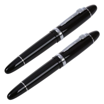 Перьевая ручка толщиной 2x159 мм с черным и серебристым пером M для подарков и украшений США