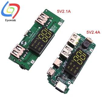 Плата зарядного устройства для литиевой батареи LED Dual USB 5V 2.4A Micro/Type-C USB Мобильный банк питания 18650 Зарядный Модуль Защита цепи
