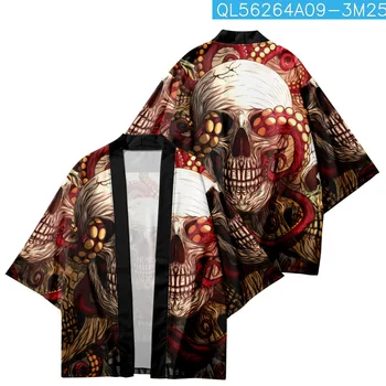 Повседневные мужские И женские рубашки-кардиганы Haori, модная Японская уличная одежда, Традиционное кимоно-юката с мультяшным принтом, топы Оверсайз