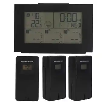 Погодные часы 3-канальный внутренний наружный термометр Беспроводной монитор температуры и влажности Часы с прогнозом погоды новые