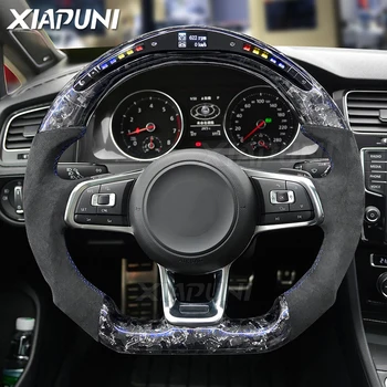 Подходит для Рулевого колеса VW Golf 7 MK7 Mk7.5 GTI Scirocco Polo GTS R Line 2015-2017 Forge Carbon Индивидуальное Светодиодное Гоночное колесо RPM