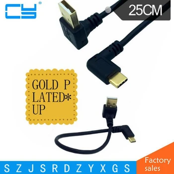 Позолоченный Разъем USB-кабеля для синхронизации данных и зарядки под прямым углом USB2.0 (Тип-A) к USB3.1 (Тип-C) под левым и правым углом