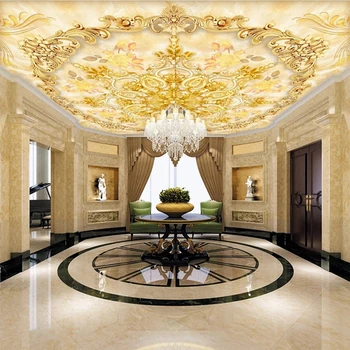 Пользовательские фотообои в европейском стиле Мраморные 3D Обои с изогнутым кругом для потолка, гостиной, гостиничного декора, водонепроницаемого холста