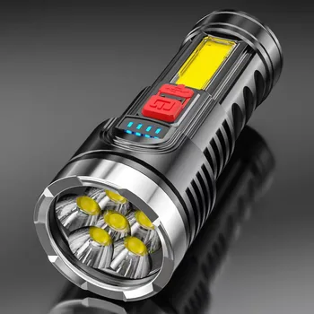Портативный фонарь, походный фонарь, USB перезаряжаемый светодиодный фонарик COB со встроенной батареей 18650, аварийный водонепроницаемый