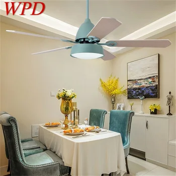 Потолочный вентилятор WPD с подсветкой, дистанционное управление, 3 цвета светодиодов, современная деревянная лопасть для дома, Столовая, спальня, гостиная