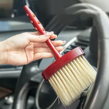 Практичный автомобильный пылесос, портативная щетка для деталей с деревянной ручкой, мягкая щетка для деталей автомобиля