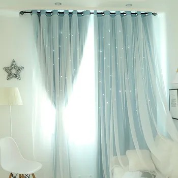 Прозрачная занавеска со звездным небом, тюль, обработка окон, вуаль, балдахин, двухслойные шторы для гостиной шторы в гостинную 1шт