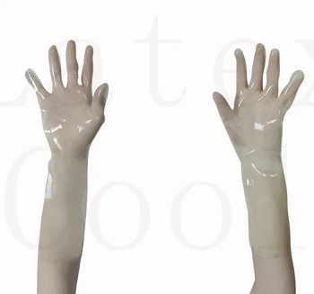 Прозрачные короткие перчатки из 100% латекса, Размер S-XL, резиновая резинка 0,4 мм