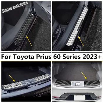 Протектор Внутреннего Порога/Наружного Дверного Порога Внутренняя Накладка Для Toyota Prius 60 Серии 2023 2024 Серебристые/Черные Матовые Аксессуары