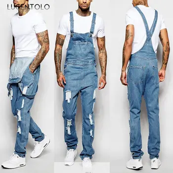 Рваные джинсы Lugentolo, мужские комбинезоны, Летние Новые джинсы-карго, Большие размеры, мужские джинсовые брюки в английском стиле.