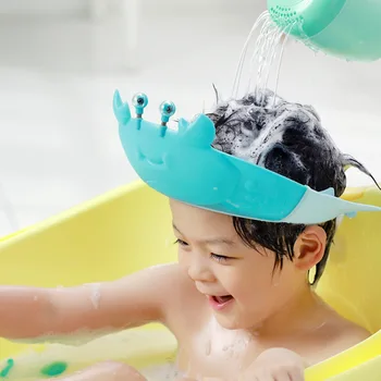 Регулируемая шапочка для детского шампуня в форме краба, шапочка для детского шампуня, шапочка для защиты ушей, безопасные аксессуары для детского купания