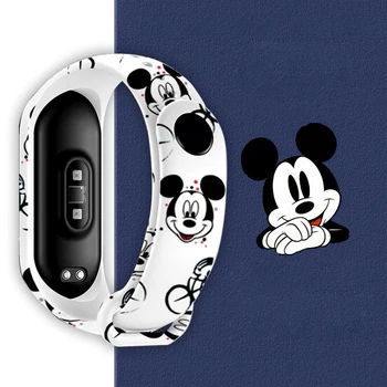Ремешок Disney Mickey для Xiaomi Mi Band 5 4 3 Силиконовый браслет с NFC, замена браслета для Xiaomi Band 4, ремешок из ТПУ на запястье.