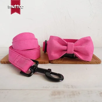 Розничная продажа MUTTCO удобный для прогулок ошейник с галстуком-бабочкой РОЗОВОЕ регулируемое ожерелье для домашних животных для собак 5 размеров UDC076H