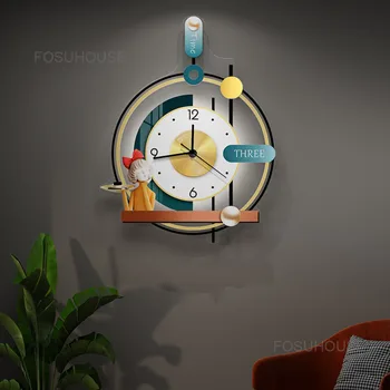 Роскошные Простые Настенные часы в скандинавском стиле, Современная мода, Настенные часы для гостиной, Креативные Настенные Часы, Лампа