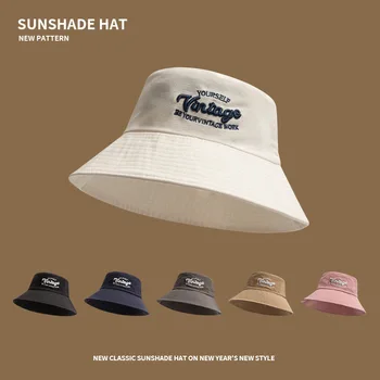 Рыбацкая шляпа С большой головой, Размер L, большие поля, Вышивка буквами, Хлопок, Защита от солнца, Летняя повседневная уличная одежда, хип-хоп кепка-ведро для мужчин