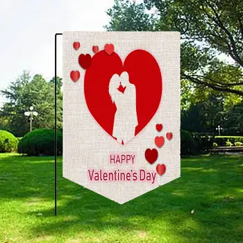 С Днем Святого Валентина, Садовый флаг для грузовика с красным сердцем, добро пожаловать, Вертикальный фермерский дом, Сезонное праздничное украшение двора