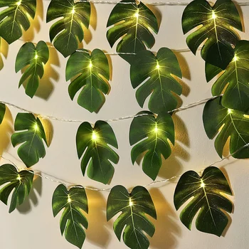 Светодиодные гирлянды для освещения Тропических пальмовых листьев Гавайская вечеринка Тематическая вечеринка на пляже в джунглях Декор Mirrow Декор в помещении на открытом воздухе