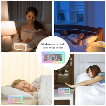 Светодиодные цифровые электронные часы Функция ночного освещения 5 В USB Светящиеся часы RGB красочная зеркальная поверхность с регулируемой яркостью для спальни
