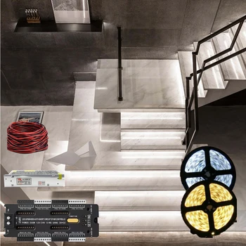 Светодиодный датчик движения, светодиодная подсветка лестницы, 32-канальный интеллектуальный контроллер, светодиодная подсветка ночной лестницы, затемняющая лестничные ступени