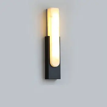 Светодиодный мраморный настенный светильник Современный Роскошный домашний декор Освещение интерьера спальни Изголовья Внутреннее освещение Черный 110V 220V