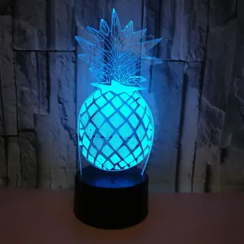 Светодиодный ночник Pineapple 3d, 7-цветная настольная лампа с сенсорным пультом дистанционного управления, креативные подарочные настольные лампы Pineapple 3d для гостиной