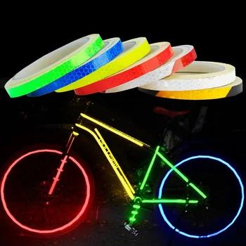 Светоотражающие наклейки на велосипедные колеса, флуоресцентная отражающая полоса, клейкая лента для MTB велосипеда, предупреждающая наклейка для безопасности.