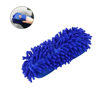 Синие перчатки для мойки автомобилей из синельной микрофибры, многофункциональная толстая перчатка для чистки, щетка для мытья автомобилей, грузовиков, мотоциклов