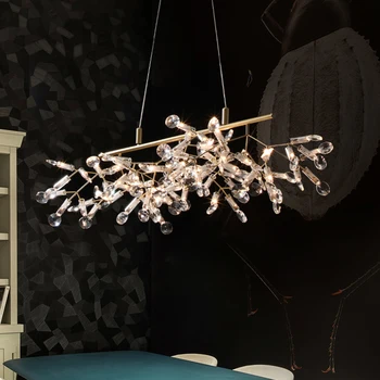 Скандинавская светодиодная хрустальная люстра Firefly с регулировкой яркости для столовой, украшения интерьера гостиной, подвесной светильник для виллы и офиса
