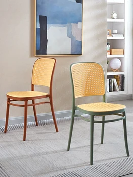 Скандинавский бытовой офисный пластиковый стул простой современный утолщенный ресторанный стул для взрослых, который можно сложить напольным ротанговым стулом