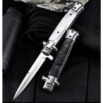 Складной нож Hongmuhan с лезвием высокой твердости, деревянная ручка, походный нож, уличные ножи из нержавеющей стали, карманный нож AKC